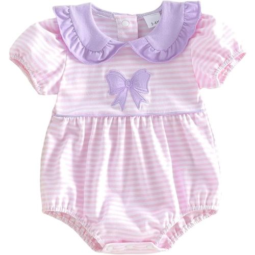 Newborn Baby Girl Summer Clothes Short Sleeve Bubble Romper Bow Embroidery Smocked Outfits Infant Girl Clothes