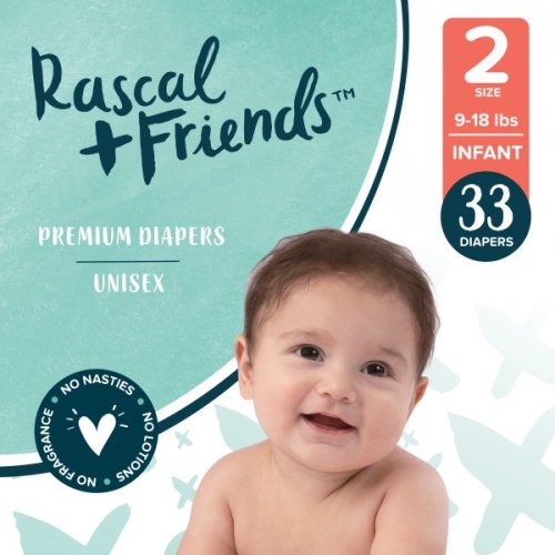 Rascal + Friends Premium Diapers, Size 2, 33 Count - Rascal + Friends Premium Diapers, Size 2, 33 Count