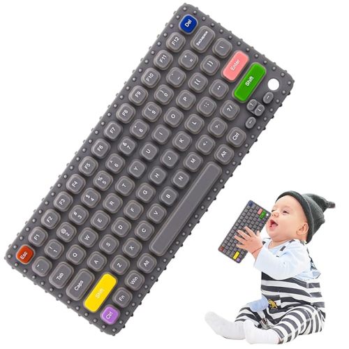 Baby Keyboard Teething Toys for Babies 0-3, 0-6, 6-12 Months | Soft Silicone Keyboard Teethers Toys | Baby Fidget Toys 0-6 Months | Infant Teether Pacifier for Breastfeeding Baby Boy Girl