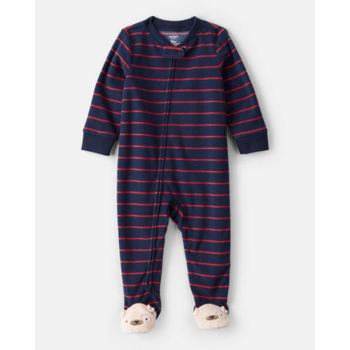 Baby Boy Dog Striped Fleece Loose Fit 1-Piece Pajamas - Navy - Carter's | Carter's