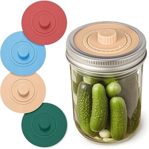 Original Patented Airlock Fermentation Lids for Wide Mouth Mason Jars, Fermenter Caps, Fermentation Kit for Sauerkraut & Pickle Kit, One Way Waterless Airlock Valve - BPA-Free (Jar Not Included)
