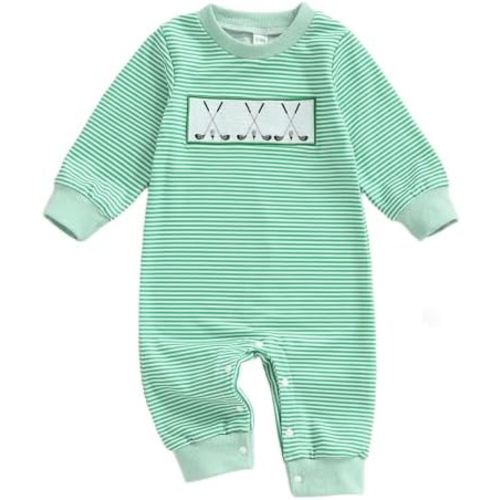 Baby Boy Girl Fall Winter Clothes Newborn Golf Embroidery Romper Long Sleeve Jumpsuit Cute Infant One-piece Outfit