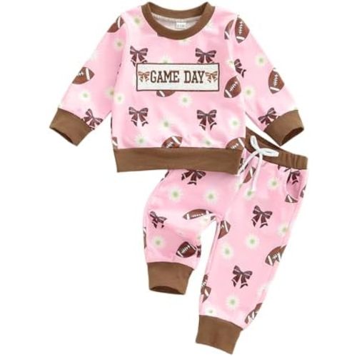 Baby Girl Fall Winter Outfits Toddler Clothes Long Sleeve Floral Graphic Crewneck Sweatshirt + Joggers Pants Set