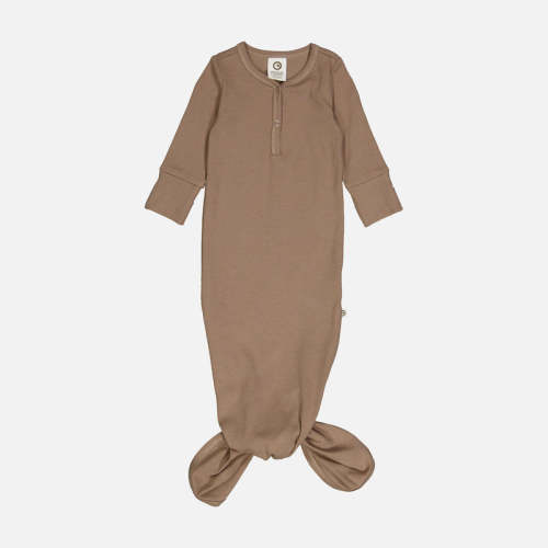 Baby Cotton Rib Knot Gown - Walnut – MamaOwl