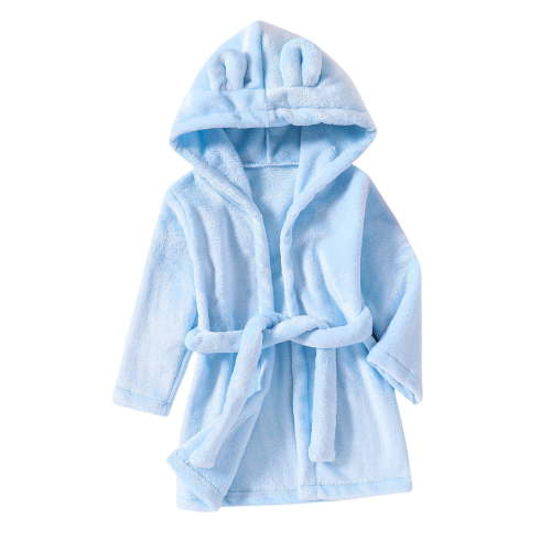 BLVB Toddlers Boys Girls Hooded Robe Soft Fuzzy Fleece Bathrobe Pajamas Dressing Gown Sleepwear for Gifts