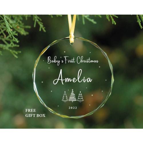 Personalized Baby's First Christmas GLASS Ornament New - Etsy