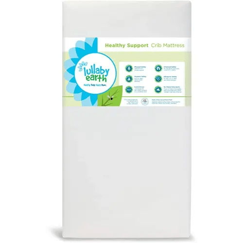 Lullaby Earth Non-Toxic Crib Mattress - Waterproof - Fits Standard Baby and Toddler Bed, White