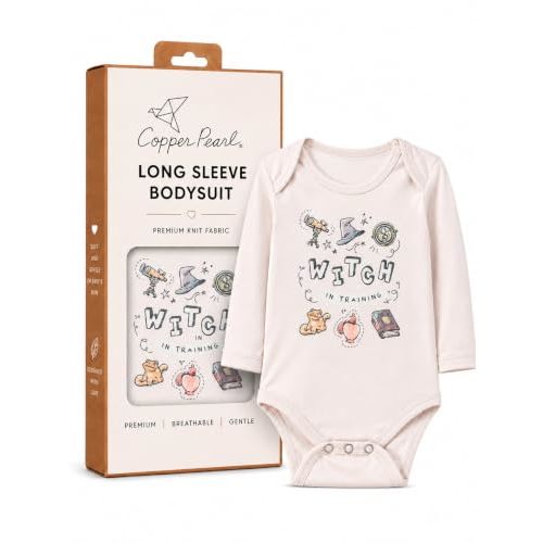 Copper Pearl Long Sleeve Bodysuit Baby: Ultra Soft Baby for Newborns, Boys, and Girls - Stylish, Comfortable, Overlap Shoulders, Premium Knit Fabric - Witchery, 6-12 Months