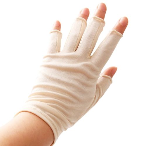 ZEEREE 2 Pairs 100% Silk Half Finger Gloves Fingerless Sun Protection UV Gloves Fishing Hiking Outdoor