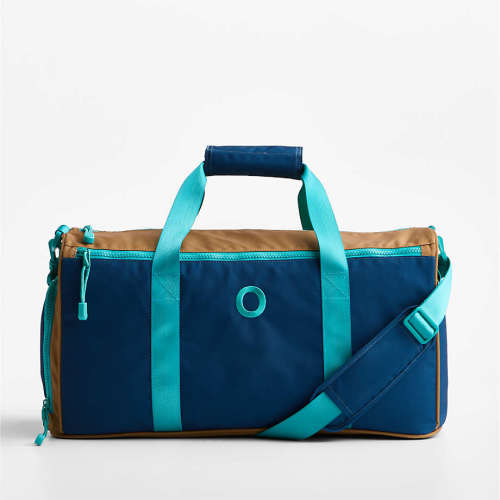 Personalized Navy and Ocher Colorblock Kids Duffel Bag