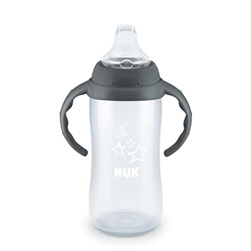 NUK Learner Cup, 10 Ounce, Tritan Gray Star – BPA Free, Spill Proof Sippy Cup