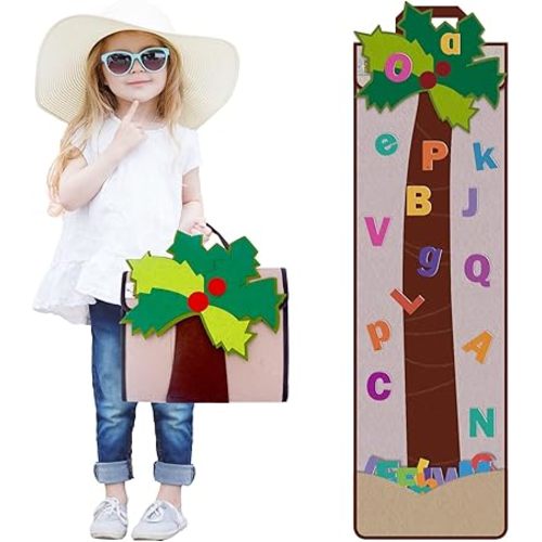 CHEFAN Letter Tree, Coconut Tree Alphabet Bag for Early Education Storytelling, Felt Story Board Set Props from The Childhood Favorite Book, Felt Board for Wall Teaching Home Classroom Play
