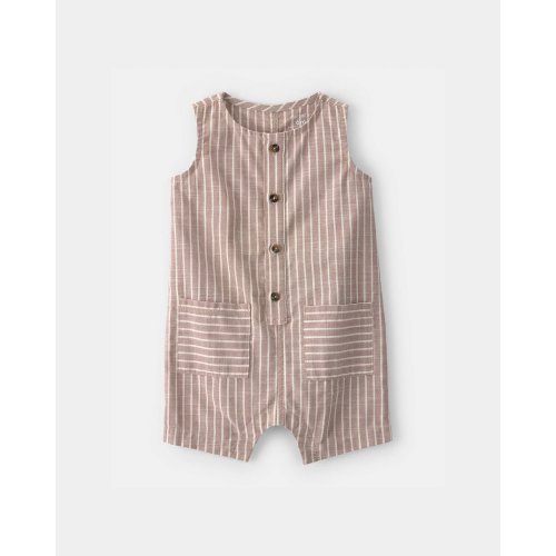 Baby Boy Striped Sleeveless Romper - Brown/White | Carter's