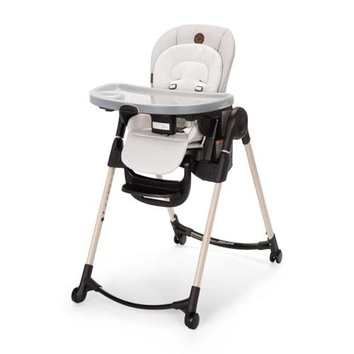 Maxi-Cosi Minla 6-in-1 High Chair for Babies & Toddlers, Portable Foldable Highchair, EcoCare Fabric, 9 Heights, 5 Reclines, 4 Tray Positions, Onyx Sand