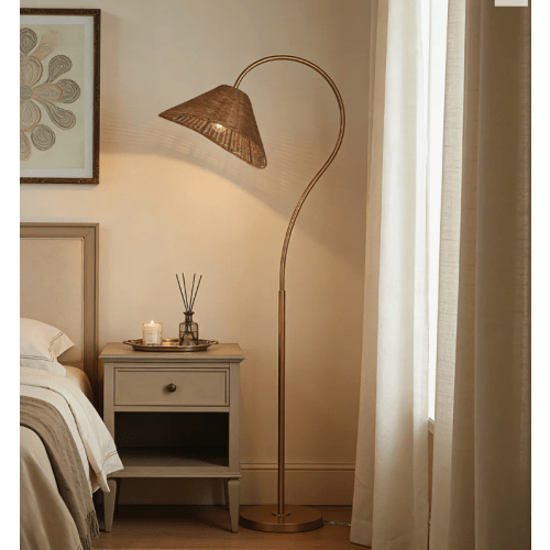 66" Nursery Dimmable Rattan Floor Lamp