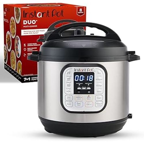 Instant Pot Duo 7-in-1 Electric Pressure Cooker, Slow Cooker, Rice Cooker, Steamer, Sauté, Yogurt Maker, Warmer & Sterilizer, Includes App with Over 800 Recipes, Stainless Steel, 8 Quart