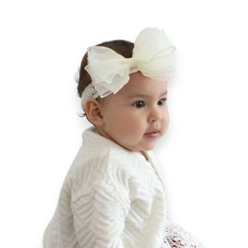 Summer Crystal – Organza Cloud Bow Baby Headband - 1 Pack
