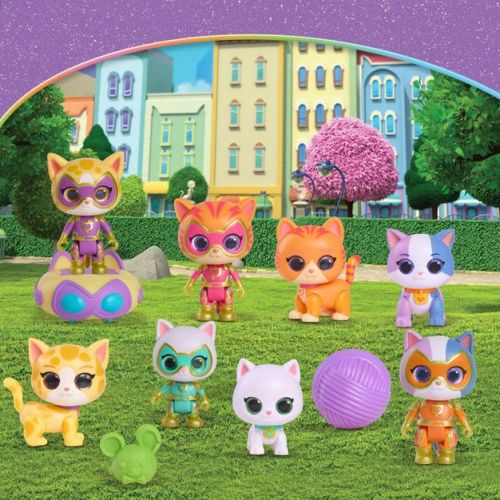 SuperKitties Go! Figure Stuffed Animal Set - 11pk: Variety Pack, Cat Characters, Includes 11 Pieces, Plastic Material