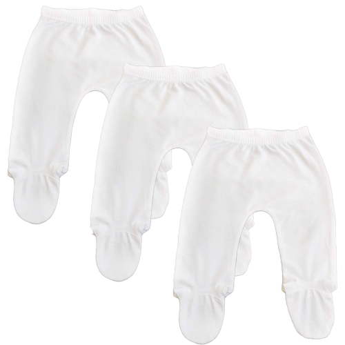 123 Bear Cotton Spandex Baby Pants with feet / Baby leggings with footies 3 Pack