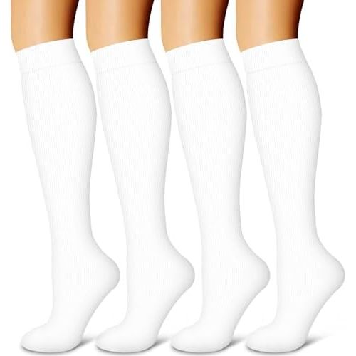 4 Pairs-Compression Socks for Women&Men Circulation-Best Support for Nurses,Running,Athletic