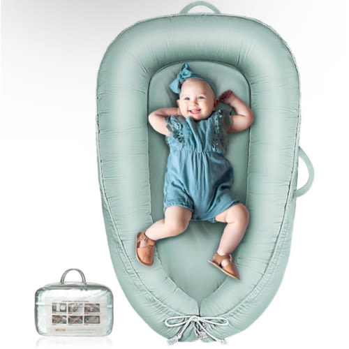 Baby Lounger - Infant Lounger for Newborn 0-24 Months, Pure Cotton Breathable Baby Nest Lounger Cover, Newborn Essentials for Baby Boys & Girls, Portable Baby Lounger for Home and Travel