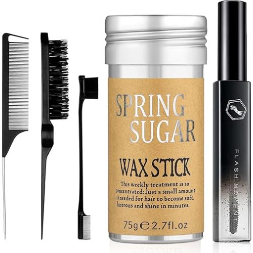 5 Pcs Hair Wax Stick for Flyaways Edge Control Slick - Styling Tools Includes , Finishing , Comb, Gel for Fly Away for Women