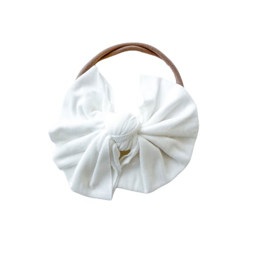 White Bamboo Knot Bow Headband – Soft One Size Baby Bow