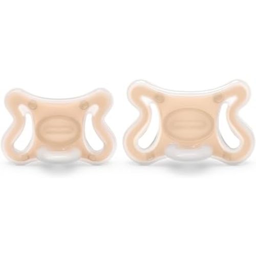 Suavinex Zero Zero Silicone Baby Pacifier w/SX Pro Physiological Pacifier Nipple, (6-18m), 2Pk Fair