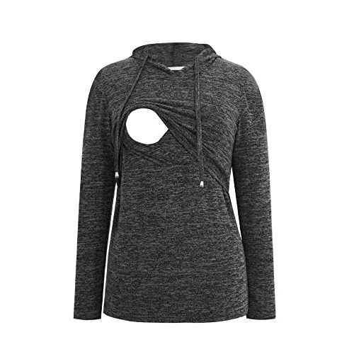 Smallshow Women's Nursing Tops Long Sleeve Breastfeeding Shirt Hoodie