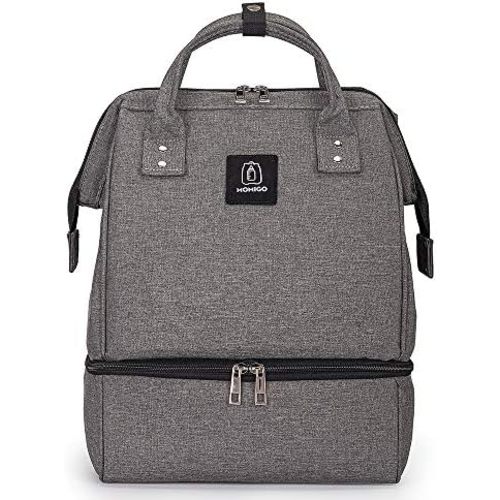 MOMIGO Breast Pump Backpack - Cooler and Moistureproof Bag Double Layer for Mother Outdoor Working Backpack with USB Charging Port, Large (Grey&Black)