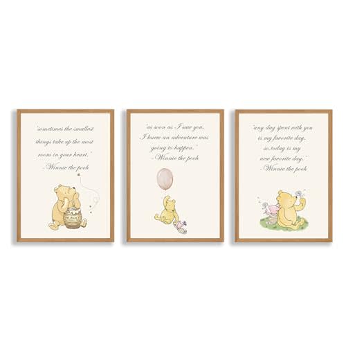 ZsaTuiy 3PCS Winnie Poster Decorations-Baby Room Decorations-Nursary Stuff Winnie Nursery Posters Wall Decor, Pooh Baby Shower Decor, Winnie the Pooh Room Decor