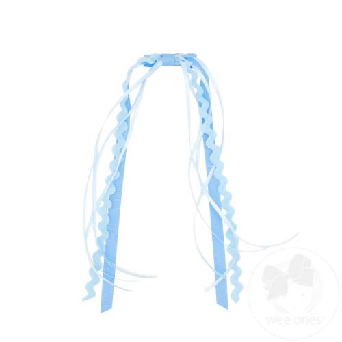 Grosgrain and Ric-Rac Ribbon Streamer Hair Clip - BLUE | Wee Ones Hair Bows & Accessories