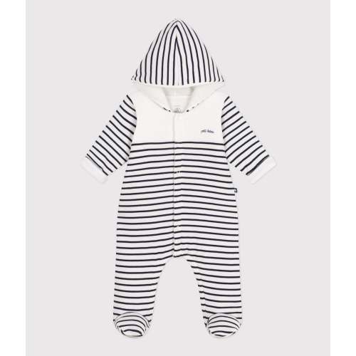 Baby stripe hooded coverall