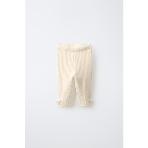 RIB KNIT BOW LEGGINGS - Vanilla | ZARA United States