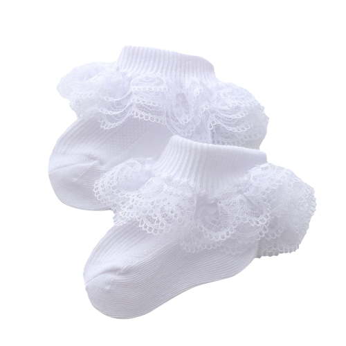 Baby Lace Girls Socks Eyelet Triple Lace Ruffle Cotton Socks for Newborn/Infant/Toddlers
