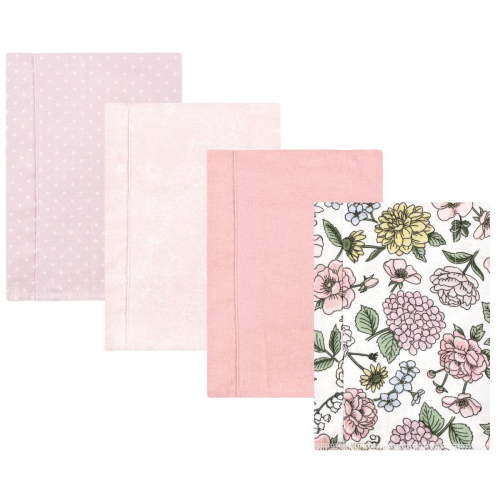 Hudson Baby Infant Girl Cotton Flannel Burp Cloths, Vintage Blossom 4 Pack, One Size