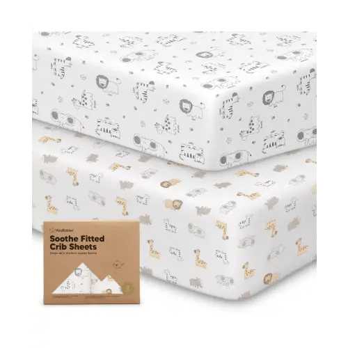 Keasafari 2pk Soothe Fitted Crib Sheets Neutral, Baby Crib Sheets, Fits Standard Nursery Baby Mattress