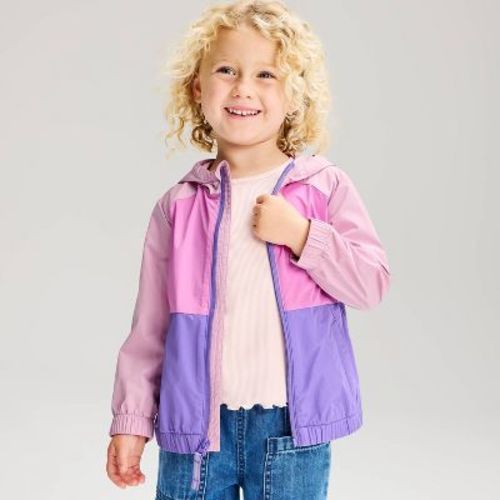Toddler Girls' Colorblock Windbreaker - Cat & Jack™ Pink/Purple 5T