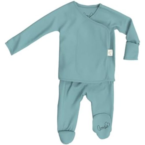 Bonsie Skin to Skin Babywear Footie - Teal Baby Footed One Piece - Ripple