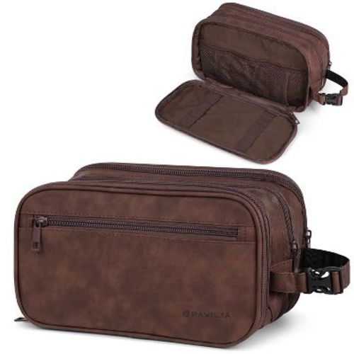 PAVILIA Toiletry Bag for Men, Travel Pouch Essentials Shaving Dopp Kit, Water Resistant Organizer Case Accessories
