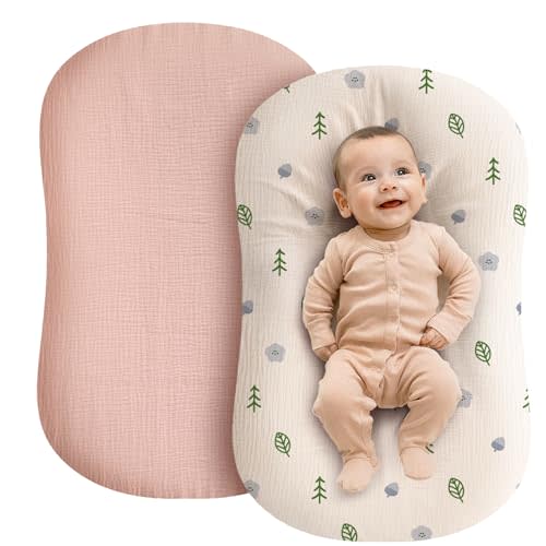 Organic Lounger Cover - 2 Pack Organic Cotton Baby Pillow Lounger Cover for Newborn - Soft and Breathable Infant Pillow Lounger Cover - Covers Only