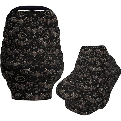 Night Bat Moon Baby Car Seat Covers Carseat Canopy Soft Infant Stroller Cover Nursing Breastfeeding Covers for Girls Boys Newborn
