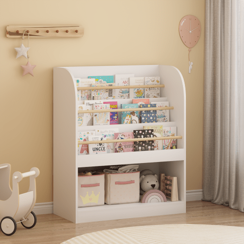 CareNooks Kids Bookshelf with Open Storage for Toddler's Nursery - White
