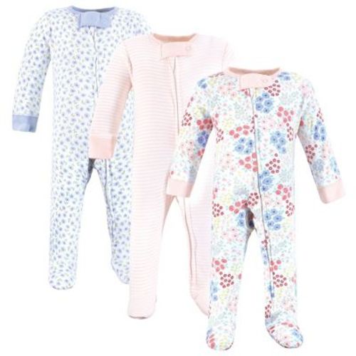 Touched by Nature Baby Girls Organic Cotton Sleep and Play, Flower Market