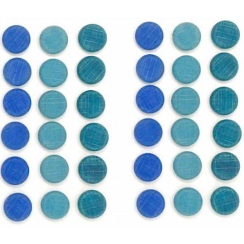 Grapat Wood Mandala Small Blue Coins (36 Pieces)