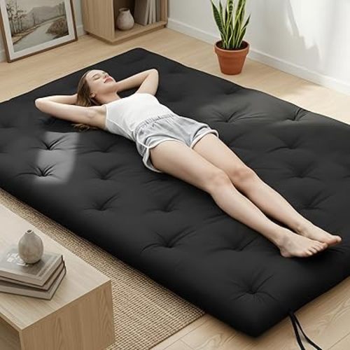 Syrinx Water Resistant Japanese Futon Mattress, Twin Size 75"x39", 2.5 Inch Thick Japanese Floor Mattress Tatami Mat, Foldable Floor Bed Sleeping Pad for Dormitory Guest Room Camping