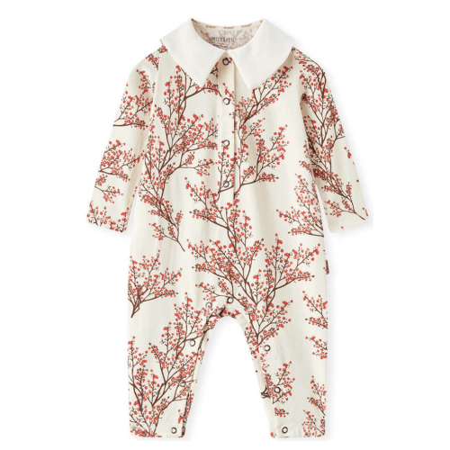 Winterberry Cotton Stretch Collar Long Sleeve Jumpsuit - Milkbarn Kids Rompers | Maisonette