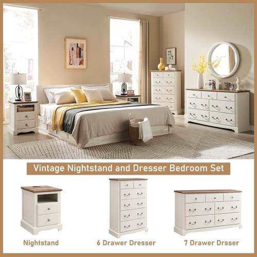 Vintage 7 Drawers Wood Dresser Chests, Rustic Dressers Chset Organizer