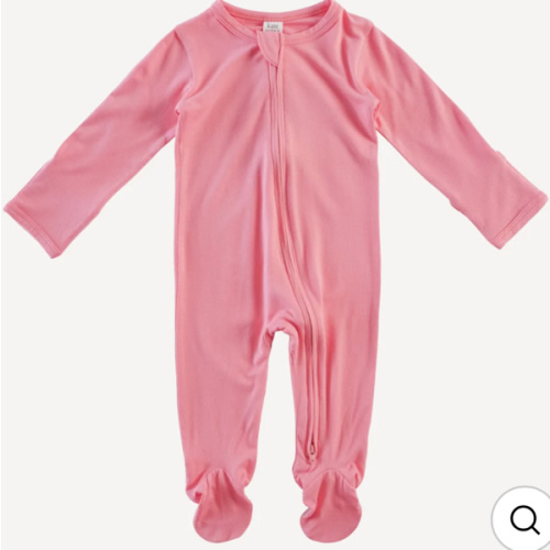 long sleeve two way zipper footie | coral pink | bamboo