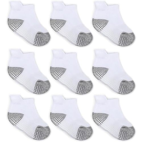 Zaples Baby Non Slip Grip Ankle Socks with Non Skid Soles for Infants Toddlers Kids Boys Girls